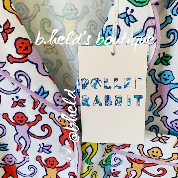 Roller Rabbit Disco Monkey Polo Pajamas in Rainbow Size Medium M Brand New NWT - Picture 4 of 17